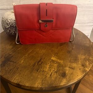 Milly Red Clutch with Silver Accents